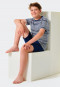 Pigiama corto a righe realizzato in cotone biologico, blu scuro - Summer Camp