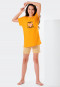 Short pajamas organic cotton stripes heart yellow - Happy Summer