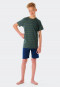 Short pajamas organic cotton stripes khaki - Siesta Digital