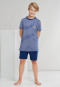 Pyjama court coton bio rayé Wake up bleu - Natural Love
