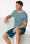 Schlafanzug kurz Organic Cotton Streifen jeansblau - Casual Nightwear