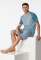 Schlafanzug kurz Organic Cotton Streifen Welle blaugrau - 95/5 Nightwear