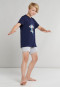 Schlafanzug kurz Organic Cotton V-Ausschnitt dunkelblau - Beach Life