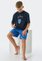 Pyjama court coton bio eau bleu foncé - Aquatic Flow