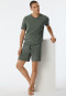 Pyjama court Tencel encolure en V rayures jade - Selected! Premium