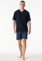 Short pyjamas V-neck chest pocket atlantic blue patterned - Comfort Essentials