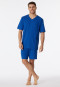 Pyjamas short V-neck chest pocket indigo patterned - Comfort Essentials