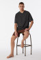Pyjama court encolure en V pied-de-poule anthracite - Comfort Essentials