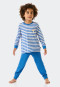 Pajamas long bamboo organic cotton cuffs stripes pelican aqua - Natural Love
