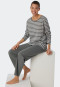 Pyjama lang biologisch katoen Bretonse strepen jade - Essential Stripes