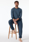 Pigiama lungo con polsini tasca sul petto grigio-blu a fantasia - Comfort Essentials