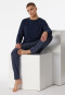 Schlafanzug lang Dreiecke nachtblau - Casual Essentials