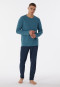 Pigiama lungo con motivo di triangoli, verde petrolio - Casual Essentials
