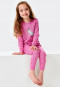 Schlafanzug lang Feinripp Organic Cotton Bündchen Katze Kirschen pink - Cat Zoe