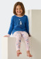 Schlafanzug lang Feinripp Organic Cotton Bündchen Leggings Möwen aqua - Natural Love