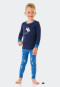pyjama lang fijnrib biologisch katoen boorden legging pelikaan vissen donkerblauw - Natural Love