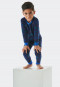 Pyjama long côtelé coton bio bords-côtes espace pixels bleu foncé - Boys World