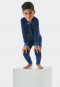 Pyjama lang fijnrib biologisch katoen manchetten heelal pixels donkerblauw - Boys World