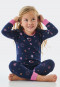 Schlafanzug lang Feinripp Organic Cotton Bündchen Weltraum dunkelblau - Girls World