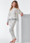 Schlafanzug lang Fleece Bündchen Wolken off-white - Feeling@Home
