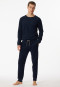 Pajamas long terrycloth cuffs midnight blue - Warming Nightwear