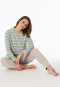 Schlafanzug lang Frottee Bündchen Ringel grün-meliert - Casual Essentials