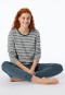 Schlafanzug lang Frottee Bündchen Ringel jeansblau - Casual Essentials