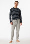 Pigiama lungo in spugna con polsini e motivo a righe di colore blu notte - Warming Nightwear
