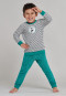 Pyjama long multicolore en tissu éponge en modal à rayures, avec zèbre et bords-côtes - Natural Love