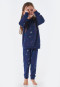 Pyjama lang badstof biologisch katoen manchetten magie uil donkerblauw - Cat Zoe