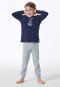 Schlafanzug lang Hunde Skateboard dunkelblau - Boys World