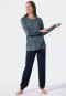 Schlafanzug lang Interlock Blumenprint dunkelblau - Classic Comfort Fit