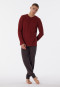 Pyjama long interlock bords-côtes patte de boutonnage carreaux terracotta - Fine Interlock