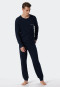 Pajamas long interlock dark blue - Fine Interlock