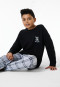 Schlafanzug lang Interlock Karos schwarz - Nightwear