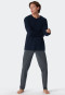 Schlafanzug lang Interlock Knopfleiste jade gemustert - Fine Interlock