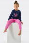 Schlafanzug lang Interlock Organic Cotton Bündchen Galaxy-Einhorn Glitzer dunkelblau - Girls World