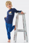 Pajamas long interlock organic cotton cuffs Viking longship stripes dark blue - Boys World