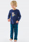 Pajamas long interlock organic cotton cuffs wizard check dark blue - Rat Henry