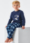 Pyjama lang interlock biologisch katoen rat snowboard geruit donkerblauw - Rat Henry