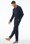 Pajamas long interlock polo collar midnight blue - Selected Premium Warming
