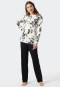Pajamas long interlock stand-up collar button placket floral print off-white - Contemporary Nightwear
