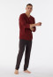 Pyjama lang interlock V-hals geruit terracotta - Fine Interlock