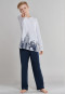 Schlafanzug lang Jersey Rundhals Skyline grau-meliert - City Wanderer