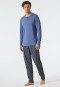 Pyjama, lang, knoopsluiting, visgraatpatroon, denimblauw/donkerblauw - Fashion Nightwear