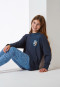 Schlafanzug lang mit Leopardenmuster blau - Nightwear