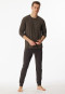 Pajamas long modal cuffs stripes taupe - Long Life Soft