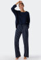 Pigiama lungo con maglia oversize in modal, blu scuro - Modern Nightwear