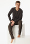Pyjama lang modal V-hals gestreept antraciet - Long Life Soft