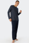Pajamas long modal V-neck stripes dark blue - Long Life Soft